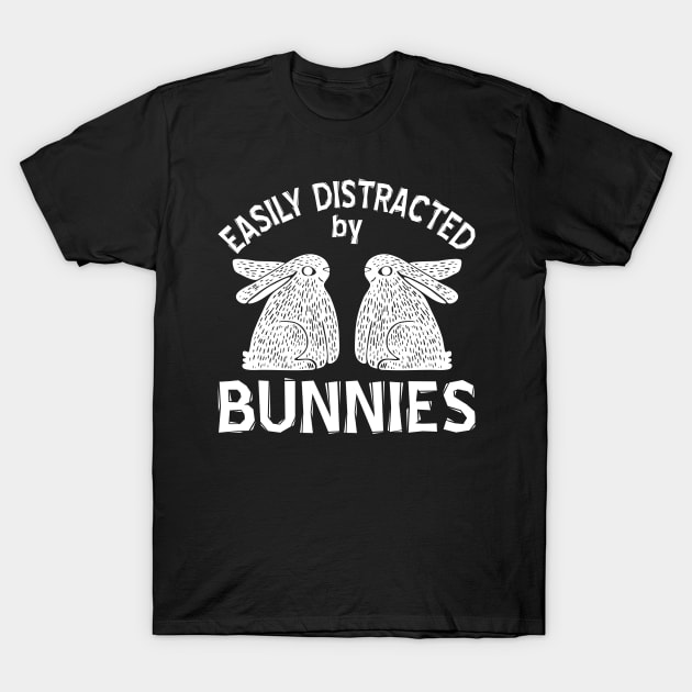 Easily Distracted by Bunnies - White T-Shirt by Geeks With Sundries
